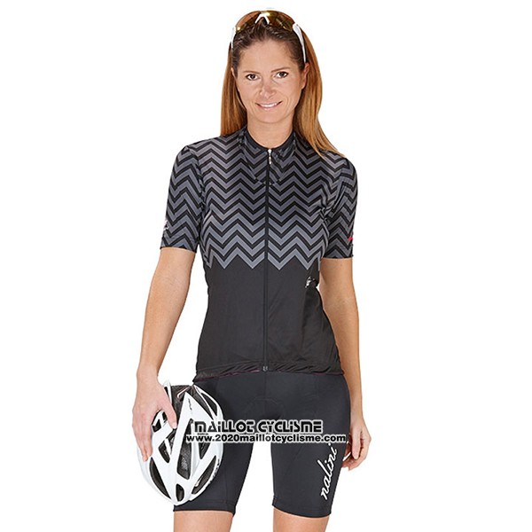2017 Maillot Ciclismo Femme Nalini Gris et Noir Manches Courtes et Cuissard