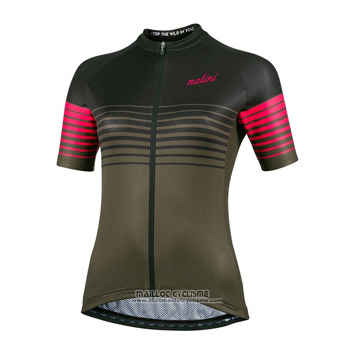 2022 Maillot Cyclisme Femme Nalini Vert Noir Manches Courtes et Cuissard