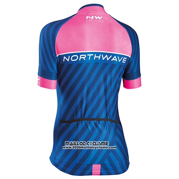 2017 Maillot Ciclismo Femme Northwave Bleu et Rose Manches Courtes et Cuissard