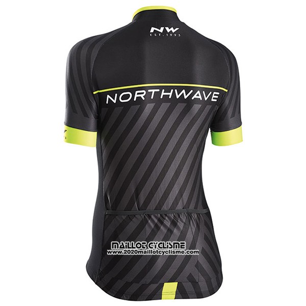 2017 Maillot Ciclismo Femme Northwave Noir et Jaune Manches Courtes et Cuissard