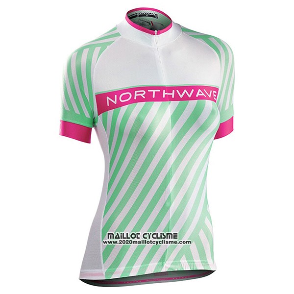 2017 Maillot Ciclismo Femme Northwave Vert et Rose Manches Courtes et Cuissard