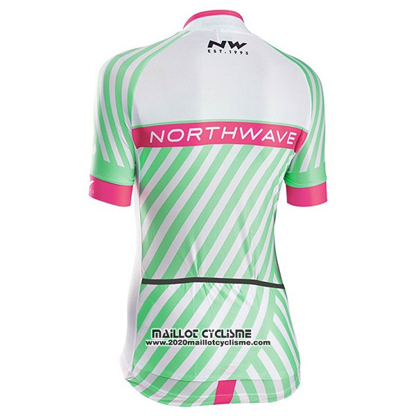 2017 Maillot Ciclismo Femme Northwave Vert et Rose Manches Courtes et Cuissard