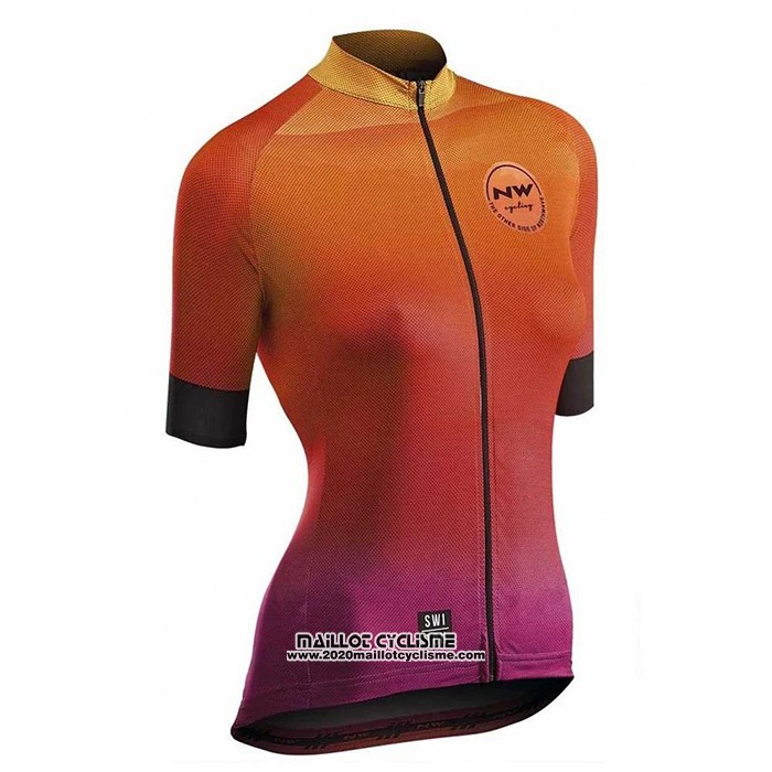 2020 Maillot Ciclismo Femme Northwave Orange Manches Courtes et Cuissard