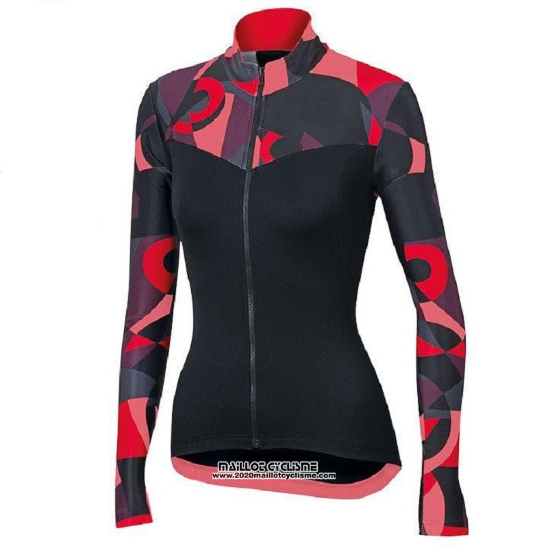 2018 Maillot Ciclismo Femme Orbea Rouge et Noir Manches Longues et Cuissard