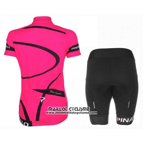 2016 Maillot Ciclismo Femme Pinarello Noir et Fuchsia Manches Courtes et Cuissard