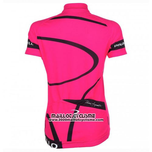 2016 Maillot Ciclismo Femme Pinarello Noir et Fuchsia Manches Courtes et Cuissard