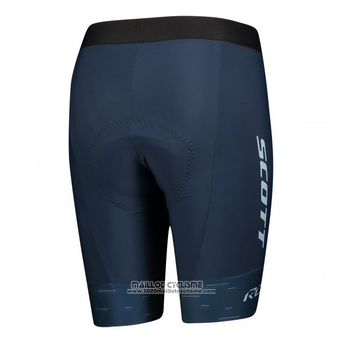 2021 Maillot Cyclisme Femme Scott Bleu Blanc Manches Courtes et Cuissard