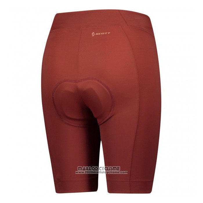 2021 Maillot Cyclisme Femme Scott Fonce Rouge Manches Courtes et Cuissard