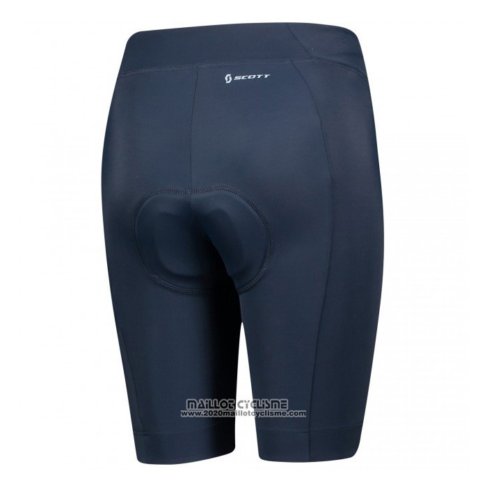 2021 Maillot Cyclisme Femme Scott Gris Bleu Manches Courtes et Cuissard