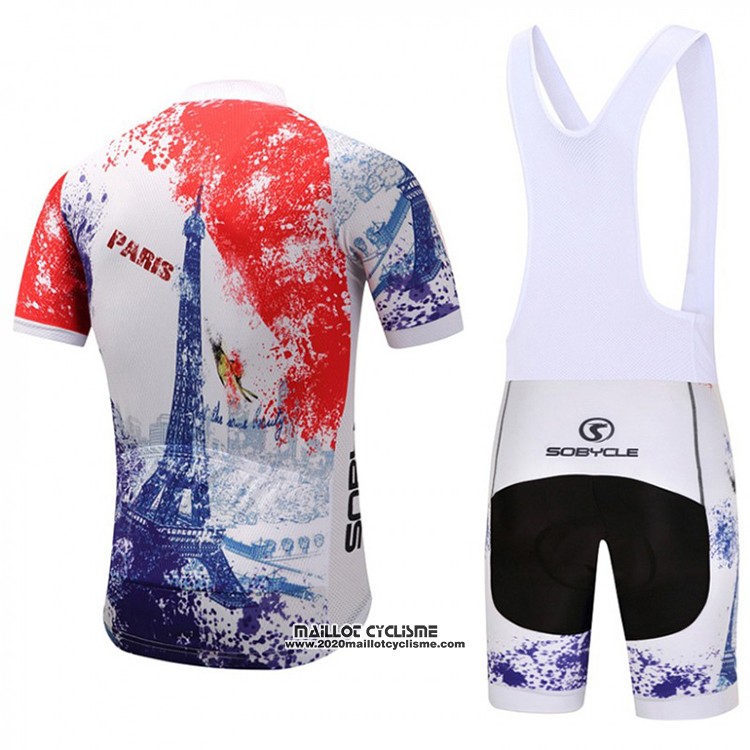 2018 Maillot Ciclismo Sobycle Blanc Orange Bleu Manches Courtes et Cuissard