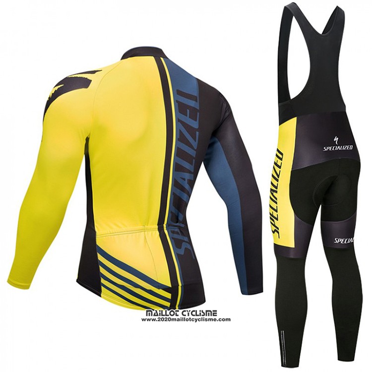 2018 Maillot Ciclismo Specialized Noir et Jaune Manches Longues et Cuissard