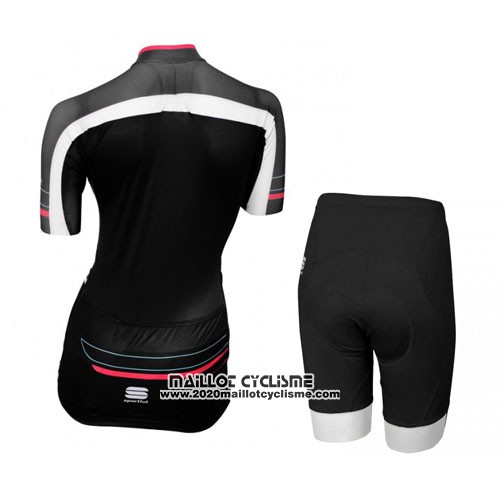 2016 Maillot Ciclismo Femme Sportful Rouge et Noir Manches Courtes et Cuissard