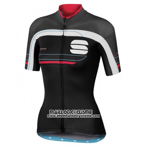 2016 Maillot Ciclismo Femme Sportful Rouge et Noir Manches Courtes et Cuissard