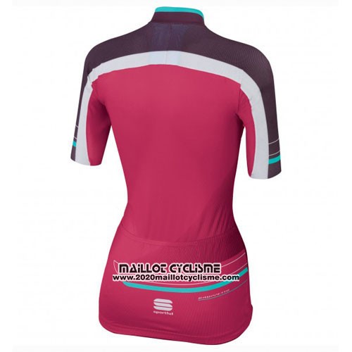 2016 Maillot Ciclismo Femme Sportful Rouge et Vert Manches Courtes et Cuissard