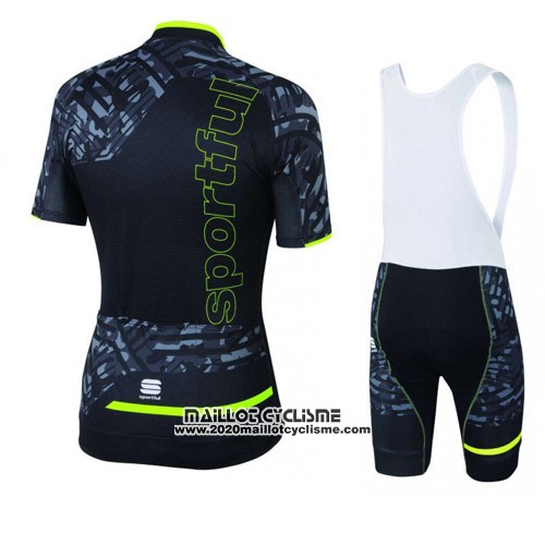 2016 Maillot Ciclismo Femme Sportful Vert et Noir Manches Courtes et Cuissard