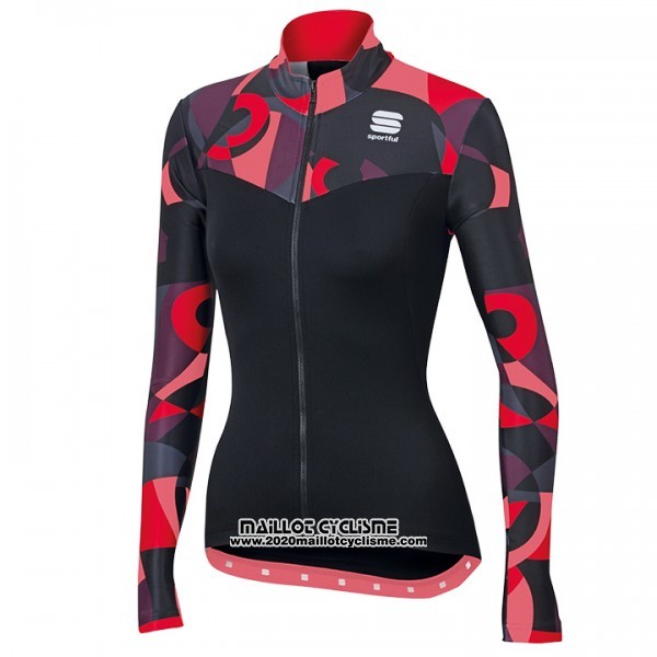 2017 Maillot Ciclismo Femme Sportful Primavera Noir et Rouge Manches Longues et Cuissard