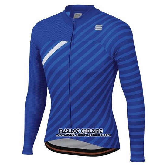 2020 Maillot Ciclismo Femme Sportful Bleu Blanc Manches Longues et Cuissard