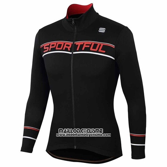 2020 Maillot Ciclismo Femme Sportful Noir Rouge Manches Longues et Cuissard