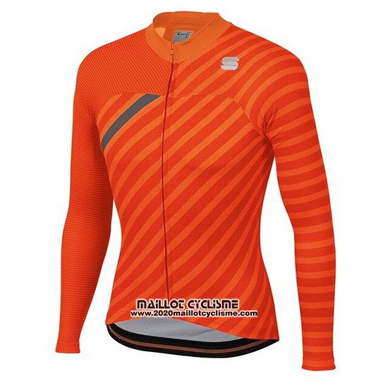 2020 Maillot Ciclismo Femme Sportful Orange Gris Manches Longues et Cuissard