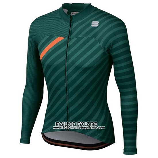 2020 Maillot Ciclismo Femme Sportful Vert Orange Manches Longues et Cuissard