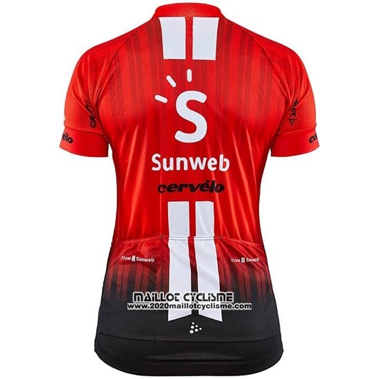 2019 Maillot Ciclismo Femme Sunweb Orange Blanc Manches Courtes et Cuissard
