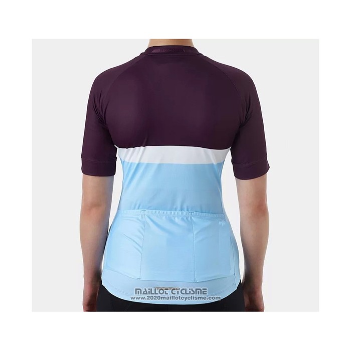 2021 Maillot Cyclisme Femme Trek Bleu Clair Manches Courtes et Cuissard