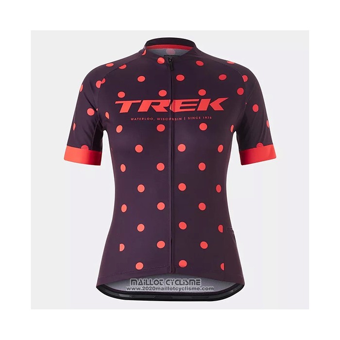 2021 Maillot Cyclisme Femme Trek Violet Orange Manches Courtes et Cuissard