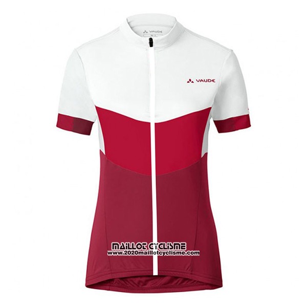 2017 Maillot Ciclismo Femme Vaude Blanc et Rouge Manches Courtes et Cuissard