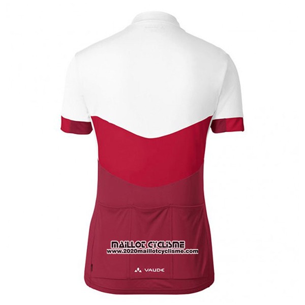 2017 Maillot Ciclismo Femme Vaude Blanc et Rouge Manches Courtes et Cuissard