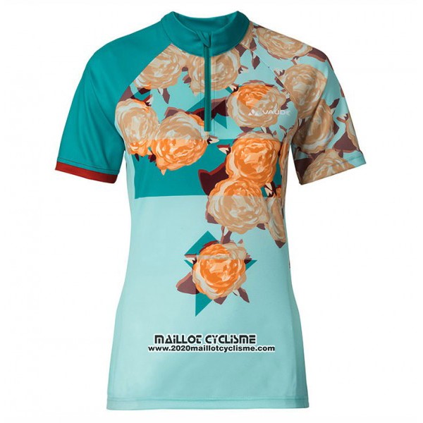 2017 Maillot Ciclismo Femme Vaude Bleu Clair Manches Courtes et Cuissard