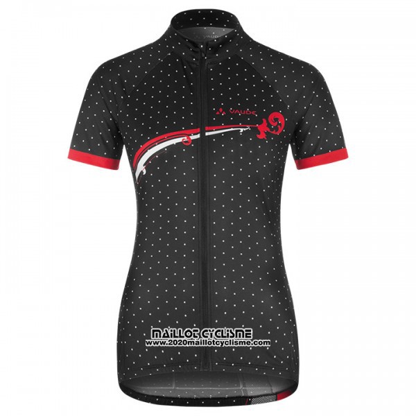 2017 Maillot Ciclismo Femme Vaude Noir et Rouge Manches Courtes et Cuissard