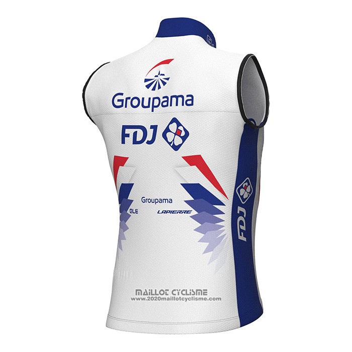 2022 Gilet Coupe Vent Groupama-FDJ Blanc Bleu Manches Courtes et Cuissard