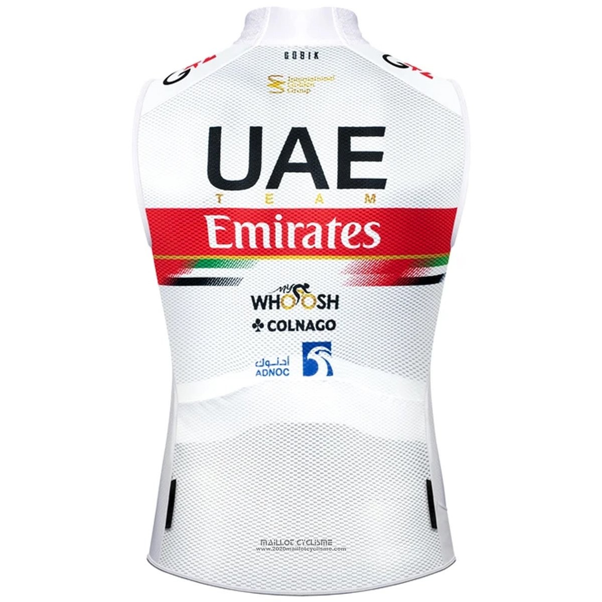 2021 Gilet Coupe Vent UAE Blanc Rouge Manches Courtes et Cuissard
