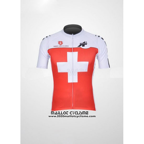 2011 Maillot Ciclismo Assos Blanc et Rouge Manches Courtes et Cuissard