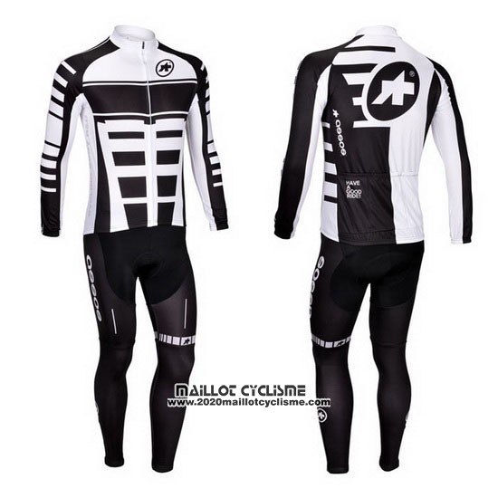 2013 Maillot Ciclismo Assos Blanc et Noir Manches Longues et Cuissard