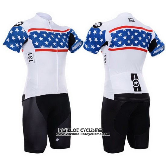 2015 Maillot Ciclismo Assos Blanc et Bleu Manches Courtes et Cuissard
