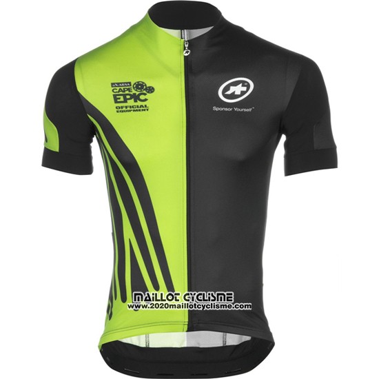2016 Maillot Ciclismo Assos Noir et Vert Manches Courtes et Cuissard