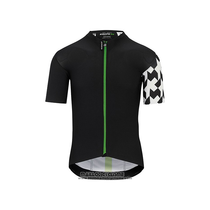 2021 Maillot Cyclisme Assos Noir Blanc Vert Manches Courtes et Cuissard