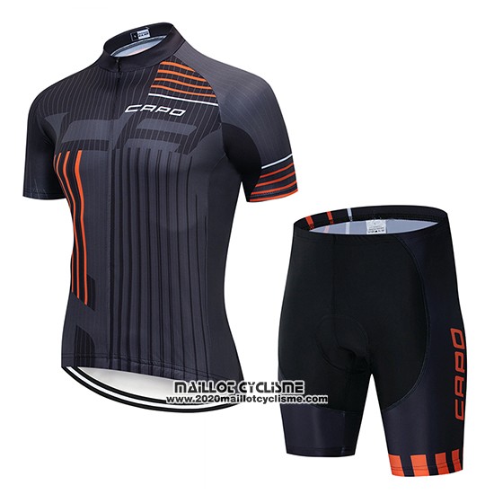 2018 Maillot Ciclismo Capo Noir Gris Orange Manches Courtes et Cuissard
