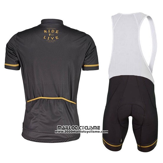 2018 Maillot Ciclismo Maloja Pushbikersm Noir Jaune Manches Courtes et Cuissard