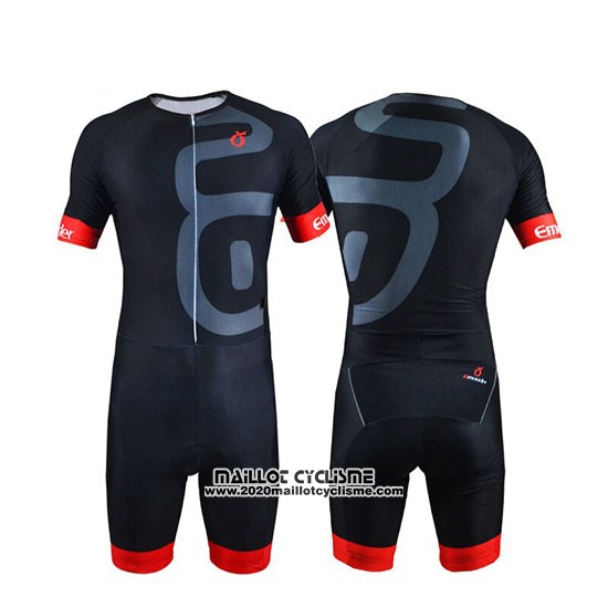 2019 Maillot Ciclismo Emonder-triathlon Noir Rouge Manches Courtes et Cuissard