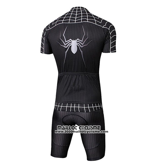 2019 Maillot Ciclismo Marvel Heros Spider Man Noir Manches Courtes et Cuissard