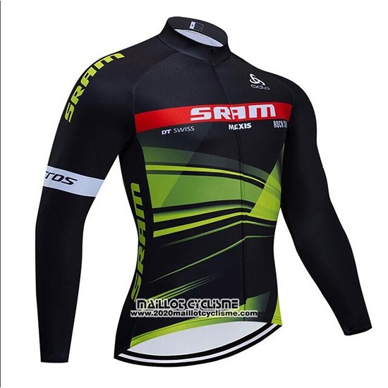 2020 Maillot Ciclismo Sram Noir Vert Manches Longues et Cuissard