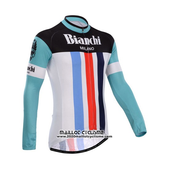 2014 Maillot Ciclismo Bianchi Blanc et Vert Manches Longues et Cuissard