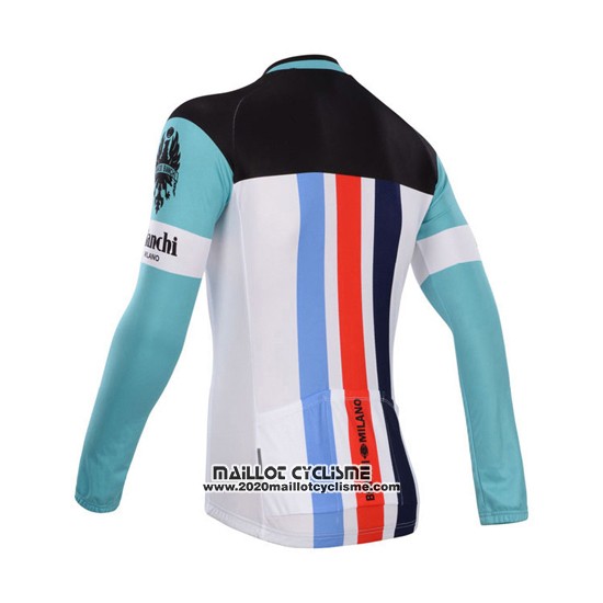 2014 Maillot Ciclismo Bianchi Blanc et Vert Manches Longues et Cuissard