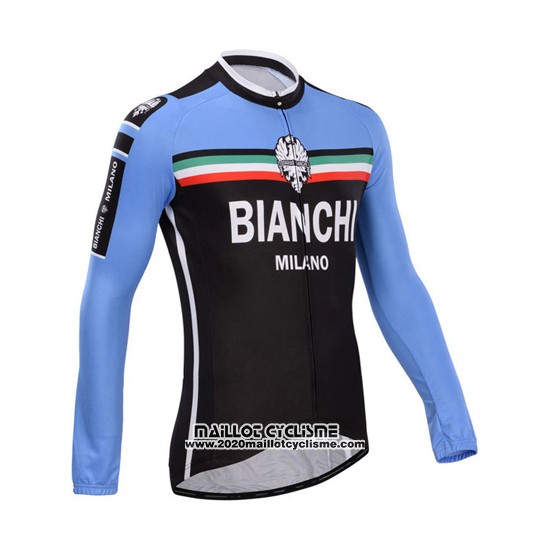 2014 Maillot Ciclismo Bianchi Noir et Azur Manches Longues et Cuissard