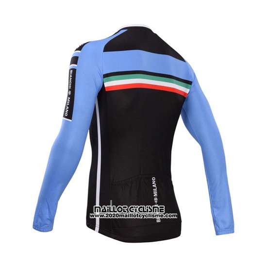2014 Maillot Ciclismo Bianchi Noir et Azur Manches Longues et Cuissard