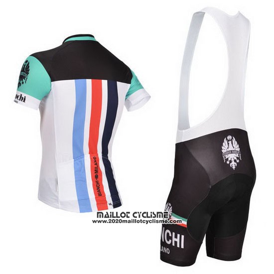 2014 Maillot Ciclismo Bianchi Noir et Blanc Manches Courtes et Cuissard