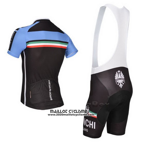 2014 Maillot Ciclismo Bianchi Noir et Bleu Manches Courtes et Cuissard