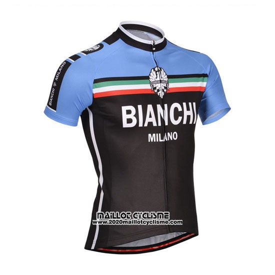 2014 Maillot Ciclismo Bianchi Noir et Bleu Manches Courtes et Cuissard